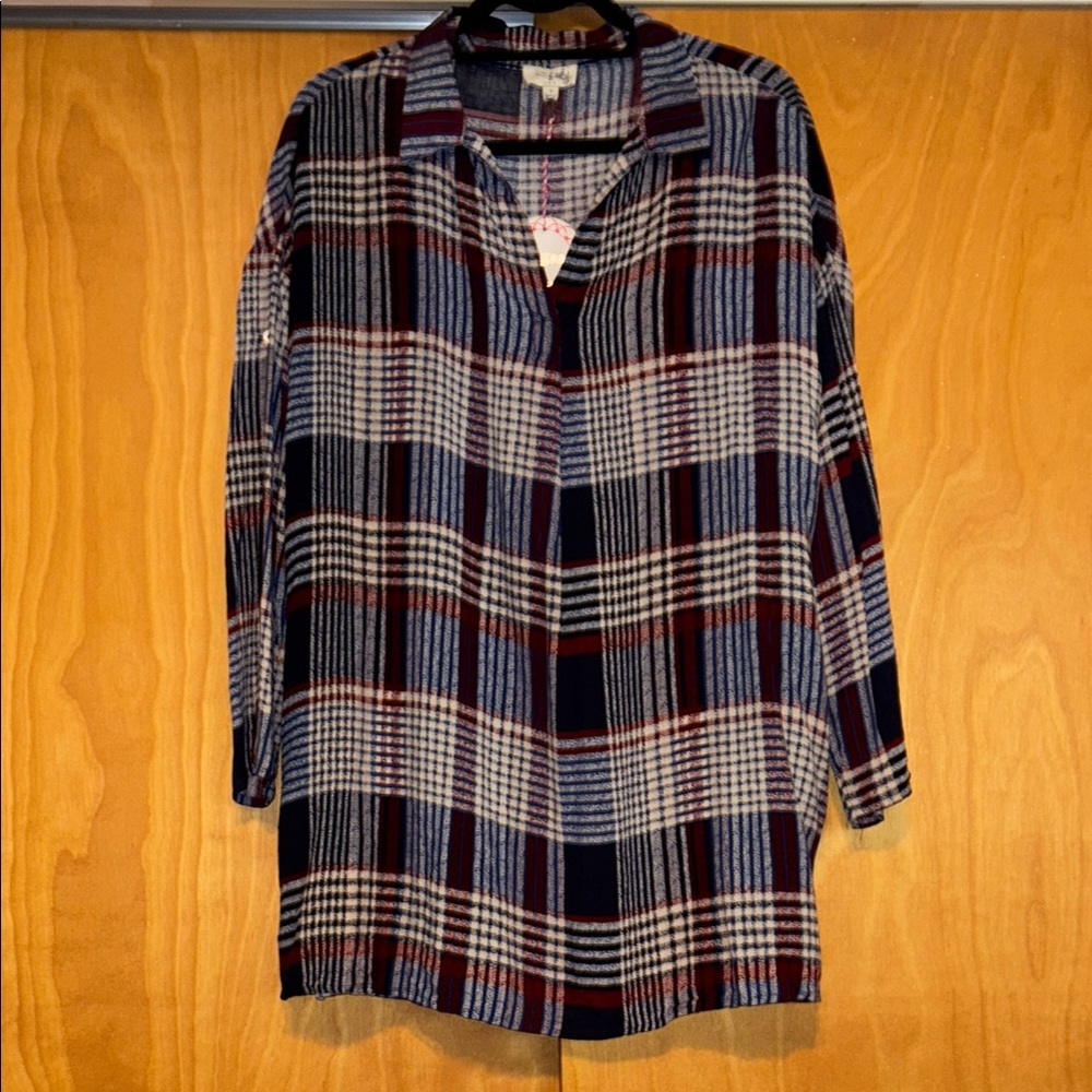 Umgee Plaid Tunic Top (NWT)